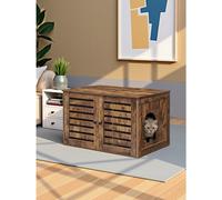 at Litter Box Enclosure, Hidden Litter Box Furniture with Scratching Mat, Tall Legs, Cat House, Side End Table, 80 x 50 x 55 cm