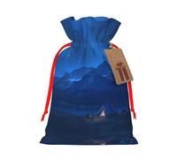 At Night By The Lake Holiday Bag - Holiday Print Drawstring Bag, Perfect For Holidays, Birthdays, And Party Favors