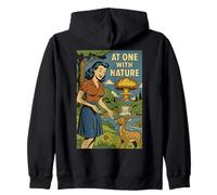 At One With Nature Retro Atomic Bomb Comic Art Zip Hoodie