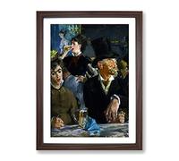 At The Cafe By Edouard Manet Classic Painting Framed Print | A2 Walnut Framed Wall Art | Ready to Hang | Classic Food Picture | Living Room Bedroom Lounge Office