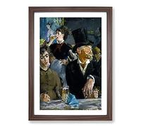 At The Cafe by Edouard Manet Framed Print | A2 Walnut Framed Wall Art | Ready to Hang | Modern Food Picture | Living Room Bedroom Lounge Office