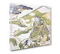 At the Foot of Mount Fuji by Torii Kiyonobu Asian Japanese Canvas Wall Art Print Ready to Hang, Framed Picture for Living Room Bedroom Home Office Décor, 20x20 Inch (50x50 cm)