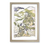 At the Foot of Mount Fuji by Torii Kiyonobu Framed Print | A2 Oak Framed Wall Art | Ready to Hang | Modern Landscape Picture | Living Room Bedroom Lounge Office