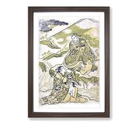 At the Foot of Mount Fuji by Torii Kiyonobu Framed Print | A2 Walnut Framed Wall Art | Ready to Hang | Modern Landscape Picture | Living Room Bedroom Lounge Office