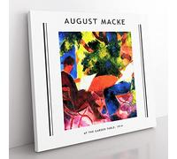 At The Garden Table By August Macke Exhibition Museum Classic Painting Canvas Wall Art Print Ready to Hang, Framed Picture for Living Room Bedroom Home Office Décor, 50x50 cm (20x20 Inch)