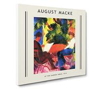 At The Garden Table By August Macke Exhibition Museum Classic Painting Canvas Wall Art Print Ready to Hang, Framed Picture for Living Room Bedroom Home Office Décor, 20x20 Inch (50x50 cm)