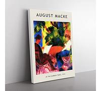 At The Garden Table By August Macke Exhibition Museum Painting Canvas Wall Art Print Ready to Hang, Framed Picture for Living Room Bedroom Home Office Décor, 76x50 cm (30x20 Inch)