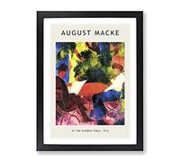 At The Garden Table By August Macke Exhibition Museum Painting Framed Wall Art Print, Ready to Hang Picture for Living Room Bedroom Home Office Décor, Black A4 (34 x 25 cm)