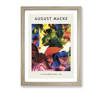 At The Garden Table By August Macke Exhibition Museum Painting Framed Wall Art Print, Ready to Hang Picture for Living Room Bedroom Home Office Décor, Oak A4 (34 x 25 cm)