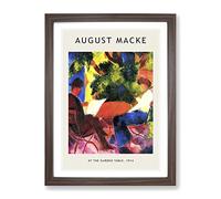At The Garden Table By August Macke Exhibition Museum Painting Framed Wall Art Print, Ready to Hang Picture for Living Room Bedroom Home Office Décor, Walnut A4 (34 x 25 cm)