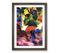 At The Garden Table by August Macke Framed Print | A2 Walnut Framed Wall Art | Ready to Hang | Modern Floral Picture | Living Room Bedroom Lounge Office