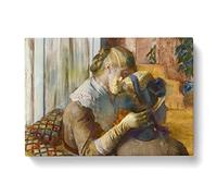 At The Milliners By Edgar Degas Classic Painting Canvas Wall Art Print Ready to Hang, Framed Picture for Living Room Bedroom Home Office Décor, 50x35 cm (20x14 Inch)
