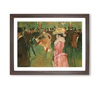 At The Moulin Rouge Dance By Henri De Toulouse Lautrec Classic Painting Framed Print | A2 Walnut Framed Wall Art | Ready to Hang | Classic Historical Picture | Living Room Bedroom Lounge Office