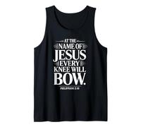 at The Name of Jesus Every Knee Will Bow Christian Religious Tank Top