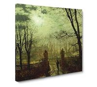 At The Park Gate by John Atkinson Grimshaw Canvas Print | Gallery Wrapped 30mm Frame Wall Art | 20x20 inches | Ready to Hang | Modern Landscape Picture | Living Room Bedroom Lounge Office