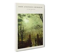 At The Park Gate By John Atkinson Grimshaw Canvas Print | Gallery Wrapped 30mm Frame Wall Art | 24x16 inches | Ready to Hang | Classic Landscape Picture | Living Room Bedroom Lounge Office