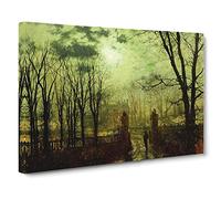 At The Park Gate By John Atkinson Grimshaw Canvas Print | Gallery Wrapped 30mm Frame Wall Art | 30x20 inches | Ready to Hang | Classic Landscape Picture | Living Room Bedroom Lounge Office