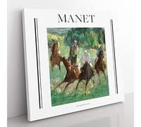 At The Races By Edouard Manet Exhibition Museum Classic Painting Canvas Wall Art Print Ready to Hang, Framed Picture for Living Room Bedroom Home Office Décor, 50x50 cm (20x20 Inch)