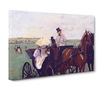 At The Races In The Countryside By Edgar Degas Canvas Print | Gallery Wrapped 30mm Frame Wall Art | 20x14 inches | Ready to Hang | Impressionist Landscape Picture | Living Room Bedroom Lounge Office