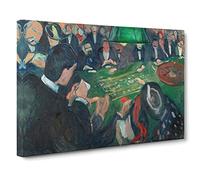 At The Roulette Table By Edvard Munch Classic Painting Canvas Wall Art Print Ready to Hang, Framed Picture for Living Room Bedroom Home Office Décor, 30x20 Inch (76x50 cm)