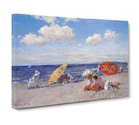 At The Seaside By William Merritt Chase Canvas Print | Gallery Wrapped 30mm Frame Wall Art | 30x20 inches | Ready to Hang | Classic Seascape Picture | Living Room Bedroom Lounge Office
