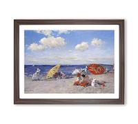 At The Seaside By William Merritt Chase Classic Painting Framed Print | A3 Walnut Framed Wall Art | Ready to Hang | Classic Beach Picture | Living Room Bedroom Lounge Office