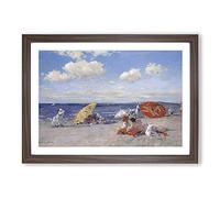 At The Seaside by William Merritt Chase Framed Print | A2 Walnut Framed Wall Art | Ready to Hang | Modern Beach Picture | Living Room Bedroom Lounge Office