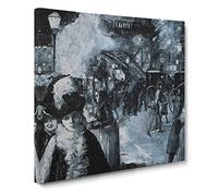 At The Train Station by Lesser Ury Canvas Print | Gallery Wrapped 30mm Frame Wall Art | 20x20 inches | Ready to Hang | Classic Vehicles Picture | Living Room Bedroom Lounge Office