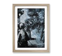 At The Train Station By Lesser Ury Classic Painting Framed Print | A2 Oak Framed Wall Art | Ready to Hang | Classic Vehicle Picture | Living Room Bedroom Lounge Office