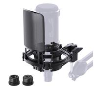 AT2020 Microphone Shock Mount with Metal Pop Filter, Custom Anti-Vibration Suspension for Audio Technica AT2020USB+ AT2035 ATR2050 AT3035 AT3060 Mic
