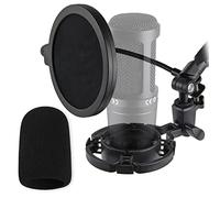 AT2020 Shock Mount with Pop Filter and Foam Windscreen, Noise Reduction Microphone Shock Mount Mic Holder for Audio Technica Mic