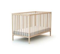 AT4 - Baby Bed 60x120cm SONA Raw Beech | 124 x 64.5 x 82 cm | Solid wood | From birth | Sleep CONFORT | Slatted base | Bed with bars |Adjustable bed base 3 heights