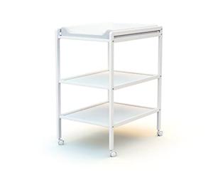 AT4 - Changing Table with 2 Shelves LILO White | 75 x 58 x 94 cm | Changing Unit with casters | Space Saving | Compact