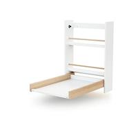 AT4 - Eazy wall-Mounted Changing Table White and Varnished Beech | Open Dimensions (L x W x H): 56 x 77.5 x 78 cm | Folded (L x W x H): 56 x 18 x 78 cm | 2 Storage Shelves | Easy to use