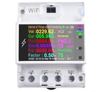 AT4PW 100A WiFi Smart Energy Meter for Tuya, DIN Rail Mount with LCD Display, Remote Control & Timer, Over/Under Voltage Protection, Compatible with for Smart Life App, AC 85-265V
