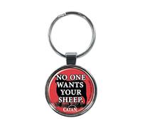 Ata-Boy Catan No One Wants Your Sheep 1.5" Fob Keychain for Keys, Backpack Pulls and More, Black, One Size