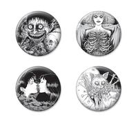 Ata-Boy Junji Ito Manga Set of Four 1.25" Collectible Buttons Black and White Panels