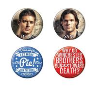 Ata-Boy Supernatural TV Show Sam, Dean, and Quotes Set of Four 1.25 Inch Collectible Buttons