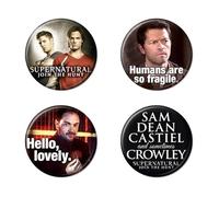 Ata-Boy Supernatural TV Show Sam, Dean, Castie and Quotes Set of Four 1.25 Inch Collectible Buttons