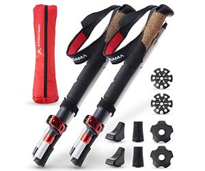ATACAMA 2 Pack Hiking Sticks for Women Men Lightweight Aluminium Carbon Cork Handle - Foldable Collapsible Trekking Poles Pole - Nordic Walking Poles - Walking Poles for Men Walking Poles Women