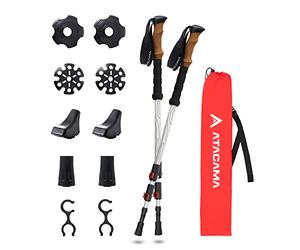 ATACAMA 2 Pack Hiking Sticks for Women Men Lightweight Aluminium Carbon Cork Handle - Foldable Collapsible Trekking Poles Pole - Nordic Walking Poles - Walking Poles for Men Walking Poles Women