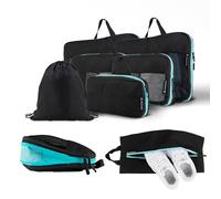 Atacama Premium Compression Packing Cube Set: Zipper & Dual Pockets, Packing Bags with Compression for Backpack & Suitcase - Black Set of 8