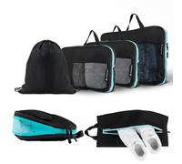 Atacama Premium Compression Packing Cube Set: Zipper & Dual Pockets, Packing Bags with Compression for Backpack & Suitcase - Black Set of 6