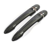 ATACDVDYEU Car Outer Door Handle Cover for Clio IV 2012-2019 Glossy Black Carbon Fiber Car Door Handle Cover Styling Accessories 2013 2014 2015 Exterior(Carbon 0key 0 Button)