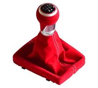 ATACDVDYEU for A3 S3 8V for S-line 2014-2020 5/6 Speed Manual Suede Leather Gear Shift Knob Boot Cover Gaiter Pen Shifter Knobs Head(: 5 Speed-red)
