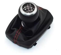 ATACDVDYEU for A4 B6 B7 2000-2008 Manual 5 6 Speed Car Gear Shifter Knob Lever Handle Head with Leather Dust-Proof Cover Shifter Knobs Head(5 Speed-silver-02)