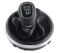 ATACDVDYEU for Fabia 2 for MK2 for Combi for Scout 2007-2014 Silver and Leather Car Shift Gear Knob Lever Gaiter Boot Cover Shifter Knobs Head(6 Speed 2)