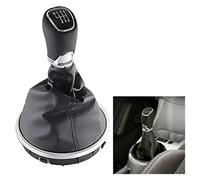 ATACDVDYEU for Fabia 2 II MK2 for Combi for Scout 2007-2014 Silver Leather Shift Gear Knob Lever Gaitor Boot Cover Shifter Knobs Head(6speed Set)