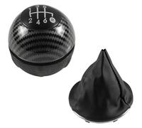 ATACDVDYEU for Fiat 500 500C 2007-2018 5/6 Speed Gear Shift Knob Leather Gaiter Boot Cover Case Glossy Cap Gear Shift Knob Head Shifter Knobs Head(2pcs Carbon 6speed)