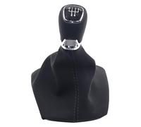 ATACDVDYEU for Octavia A5 A6 2004-2012 Chrome & Leather Car Shift Gear Knob Lever Gaitor Boot Cover Shifter Knobs Head(: 5 Speed Set)